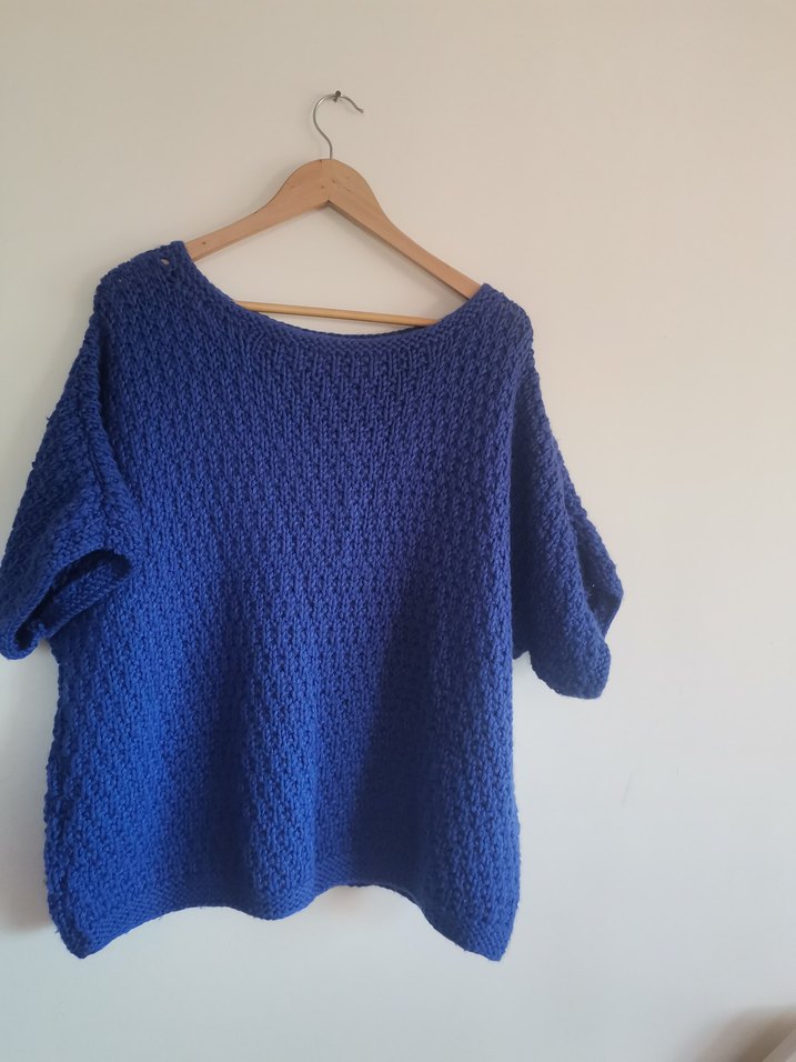 Mavi Örgü Kadın Kazak - Görsel 5