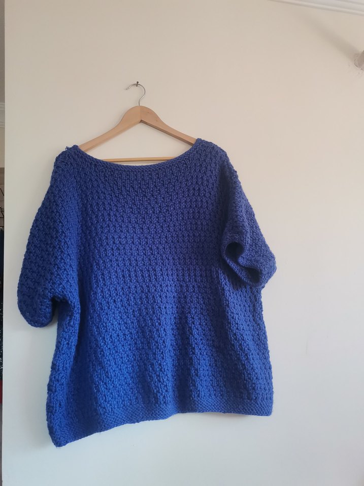 Mavi Örgü Kadın Kazak - Görsel 3