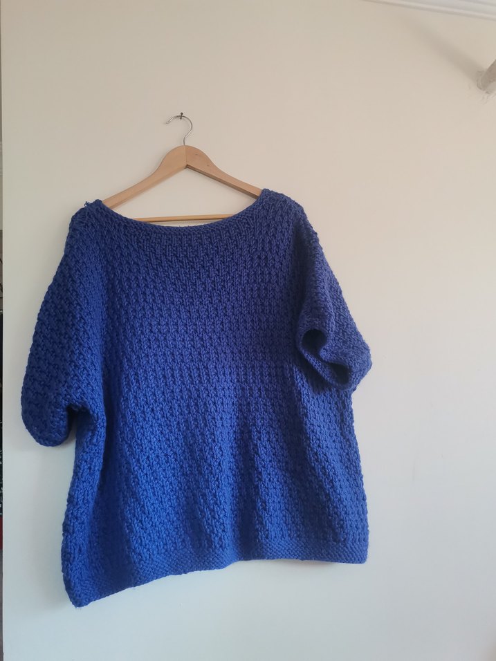 Mavi Örgü Kadın Kazak - Görsel 2