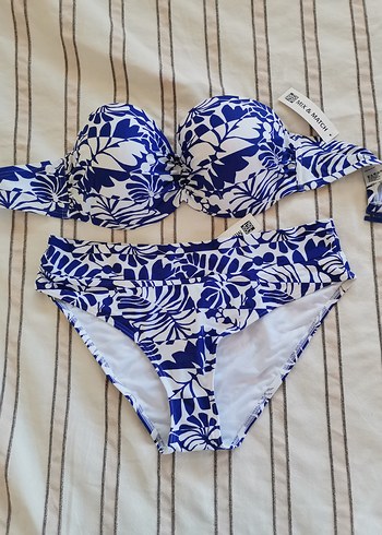 Mavi Desenli Strappy Bikini Takımı - Görsel 5