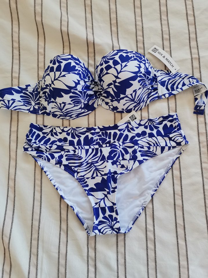 Mavi Desenli Strappy Bikini Takımı - Görsel 4