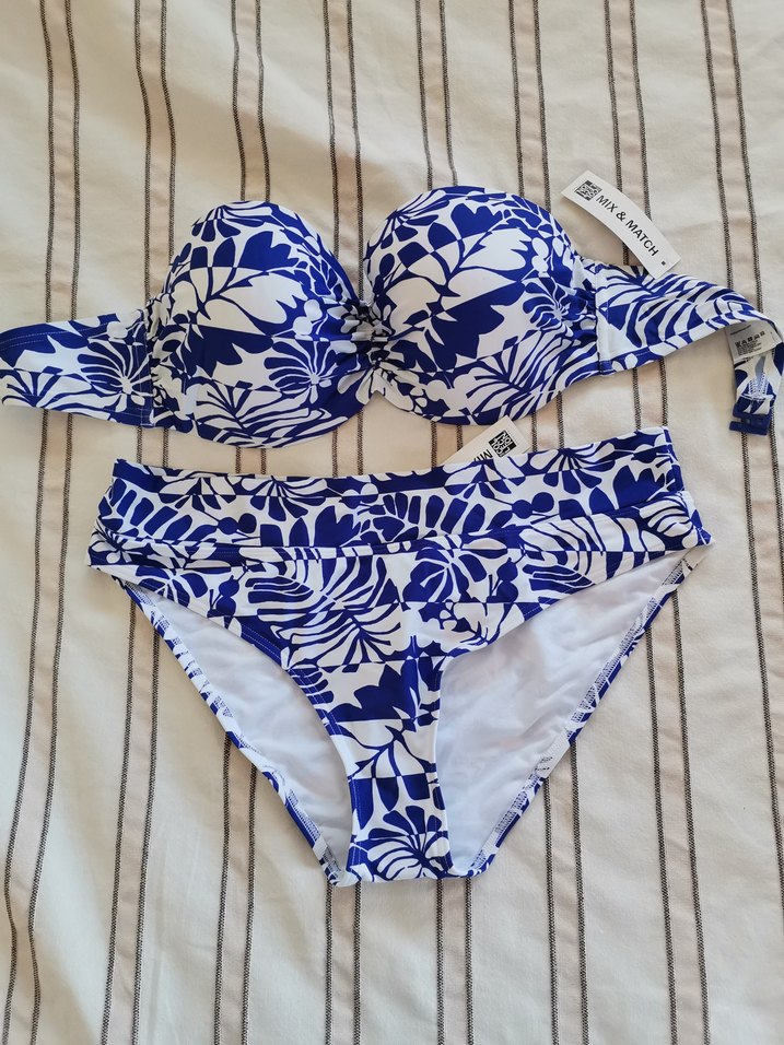 Mavi Desenli Strappy Bikini Takımı - Görsel 5