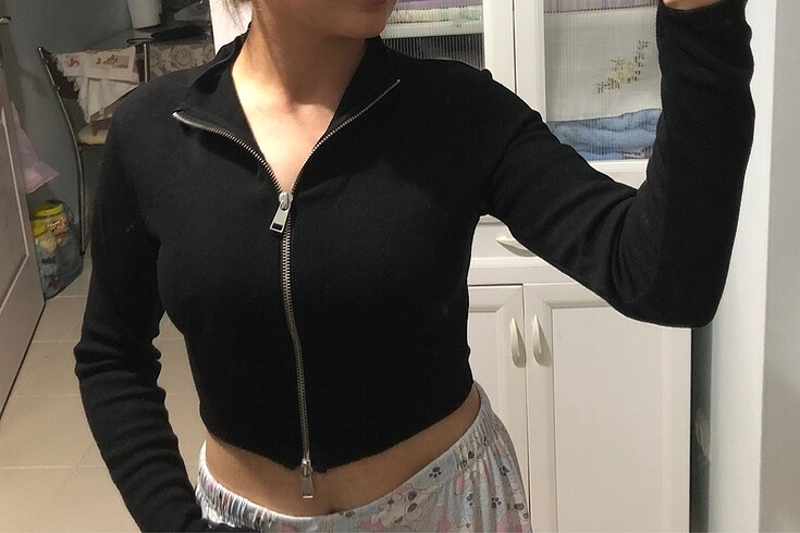 s Beden Fermuar Detay Crop