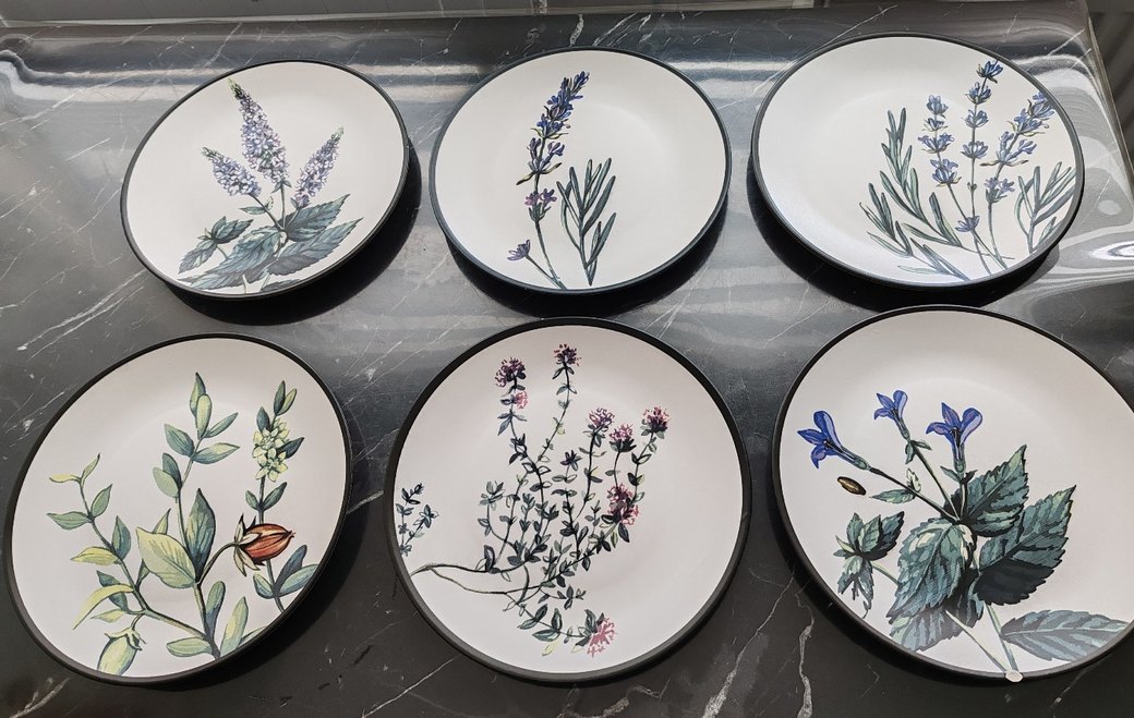 Keramika Çiçek Desenli Servis Tabağı - Görsel 3