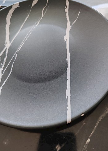 Siyah Gri Mermer Desenli Pasta Tabağı 6'lı - Görsel 6