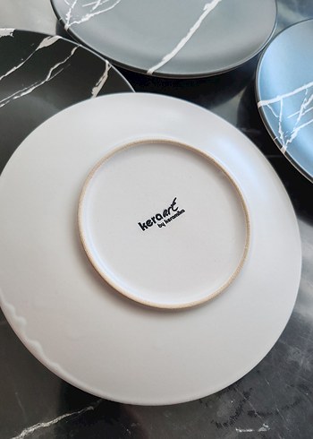 Siyah Gri Mermer Desenli Pasta Tabağı 6'lı - Görsel 8