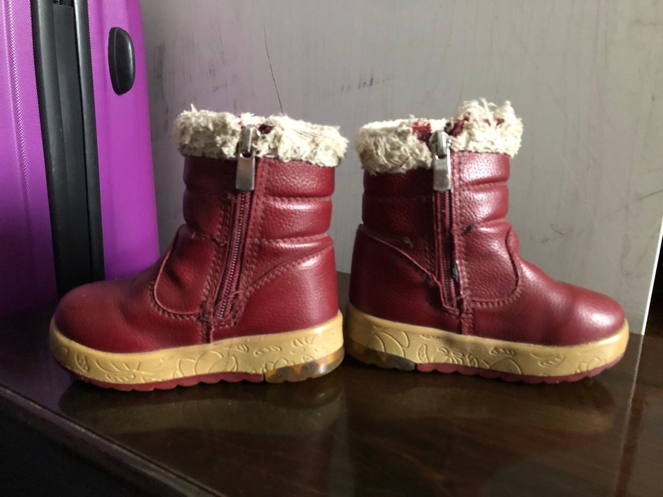 Kız Çocuk Bordo Kürklü Deri Bot - Görsel 4