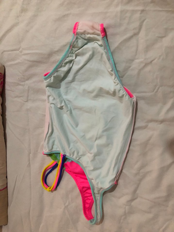 Çok Renkli Askılı Kız Çocuk Mayo - Görsel 3