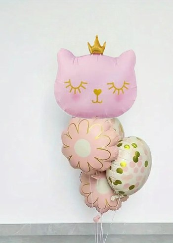 Pembe kedi Pastel Parti Balonları