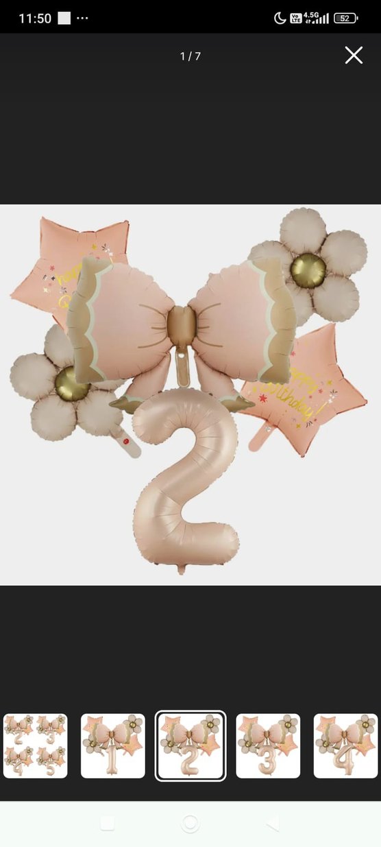 Bej  retro fiyonk Pastel Parti Balon Seti - Görsel 2