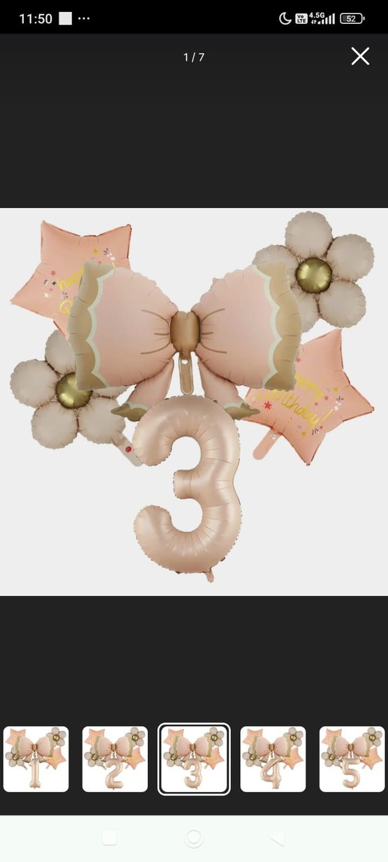 Bej  retro fiyonk Pastel Parti Balon Seti - Görsel 3