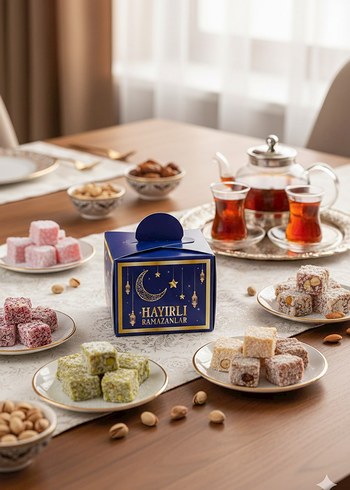 Mavi Karton Kutuda Ramazan Temalı lokumluk - Görsel 2
