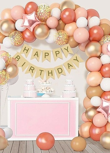 Rosegold caramel karışım balon zinciri