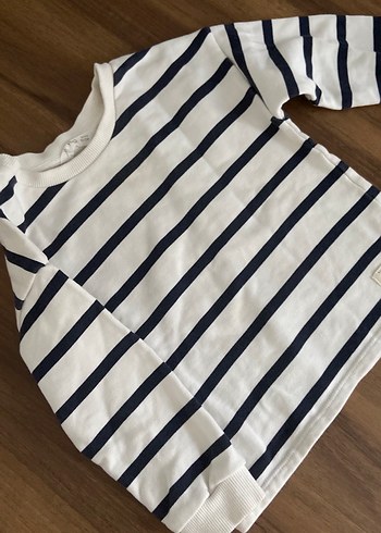 Erkek Çocuk Beyaz Çizgili 18-24 ay sweathisrt - Görsel 2