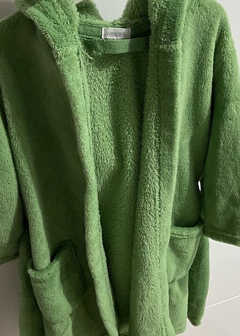 H&M Erkek Çocuk Yeşil Kapüşonlu Bornoz - Görsel 7