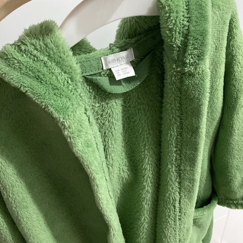 H&M Erkek Çocuk Yeşil Kapüşonlu Bornoz - Görsel 4