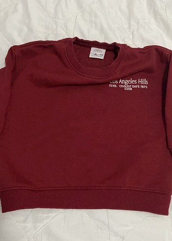 Bordo 3 yaş zara Sweatshirt Uzun Kollu Basic - Görsel 4