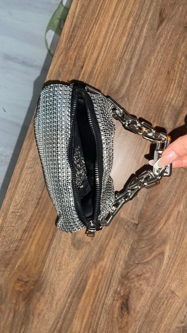 Gri Yılan Desenli Zincir Detaylı Kadın Çanta - Görsel 3