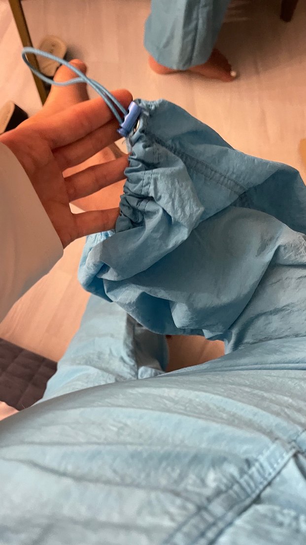 Mavi Bol Kesim Keten Kumaş Kadın Pantolon - Görsel 4