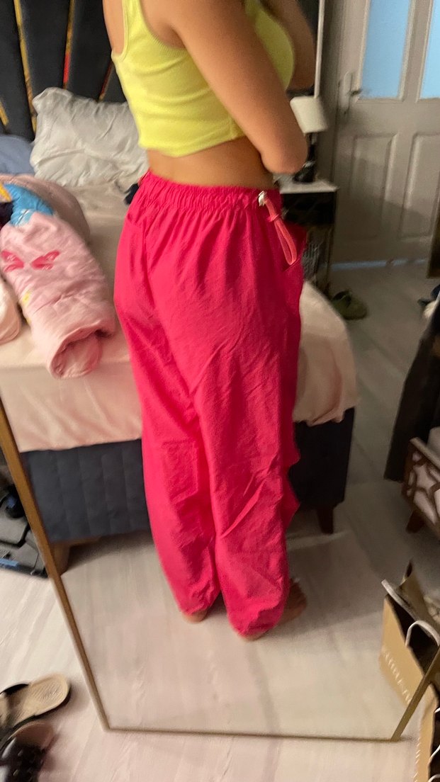 Pembe Parlak Salaş Kız Pantolonu - Görsel 4