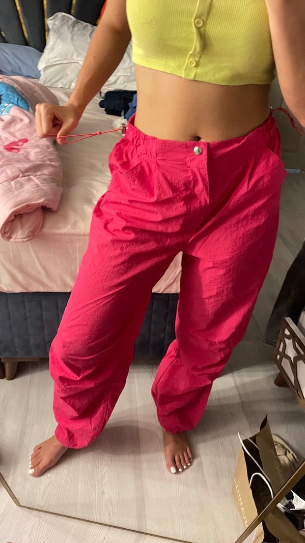 Pembe Parlak Salaş Kız Pantolonu - Görsel 2