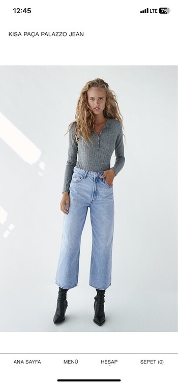 Zara Kısa paça palazzo jean