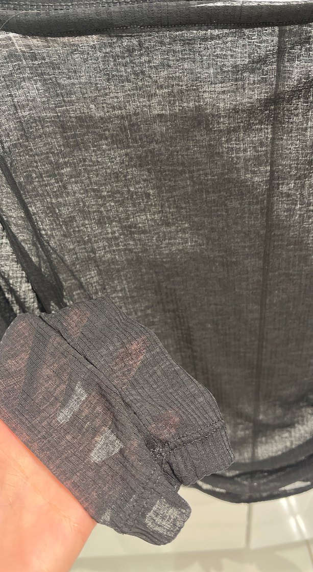 Drapeli Siyah Kadın Tül  Bluz - Görsel 2