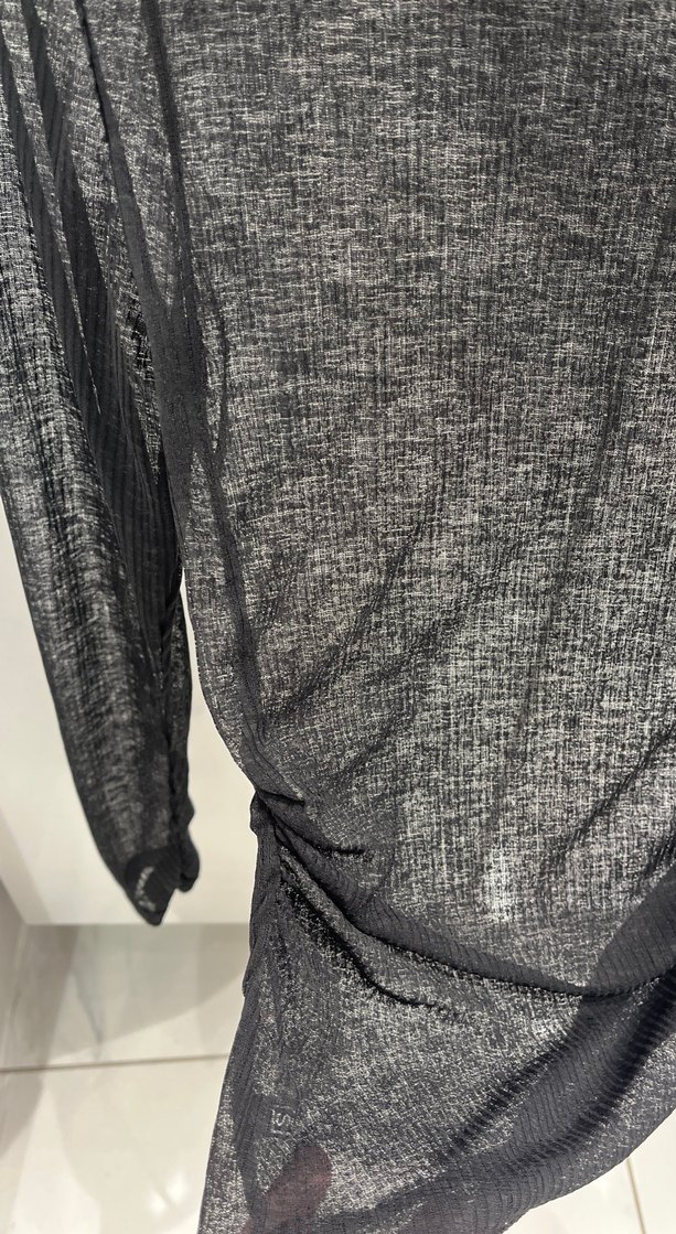 Drapeli Siyah Kadın Tül  Bluz - Görsel 3