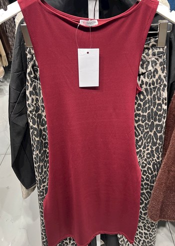 Bordo Drapeli Midi Elbise - Görsel 3