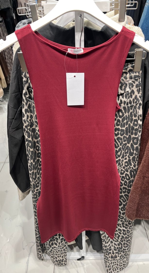 Bordo Drapeli Midi Elbise - Görsel 3