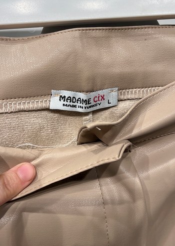 Bej Deri Kadın Pantolon - Görsel 4