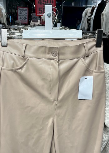 Bej Deri Kadın Pantolon - Görsel 3