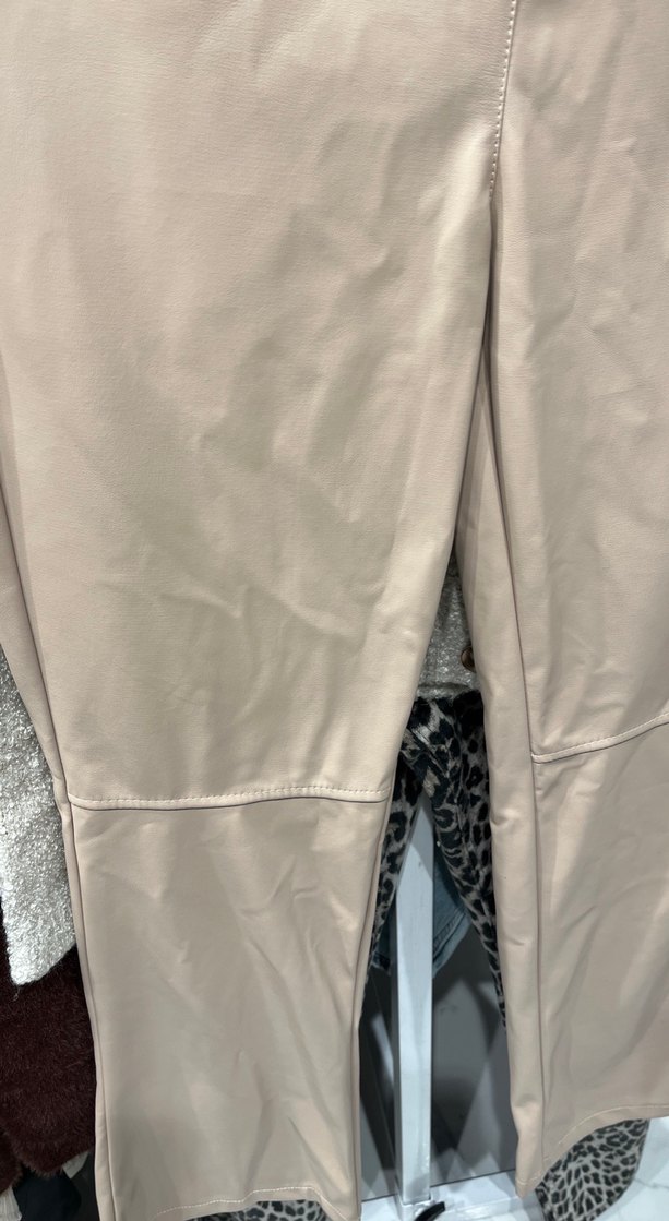 Bej Deri Kadın Pantolon - Görsel 2