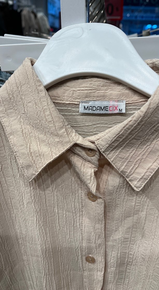 Bej Düğmeli Salaş Gömlek - Görsel 2