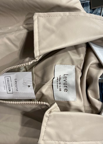 Bej Deri Kadın Ceket - Görsel 3