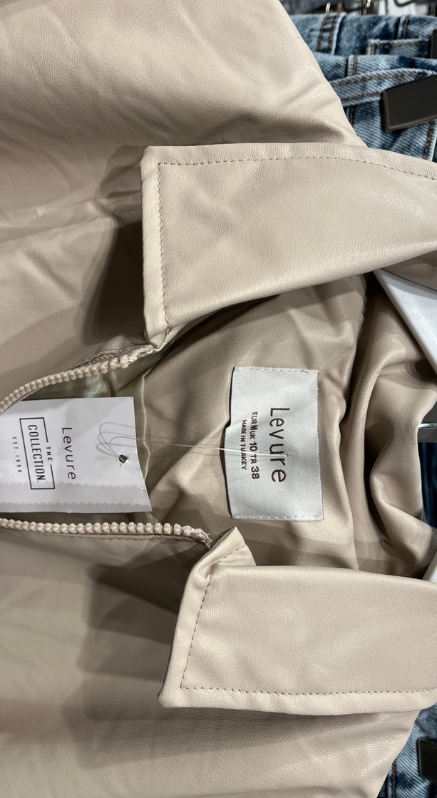 Bej Deri Kadın Ceket - Görsel 3