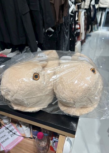 Kızlar için Kürklü Bej Sıcak Ev Terliği - Görsel 2