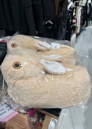 Kızlar için Kürklü Bej Sıcak Ev Terliği - Görsel 5