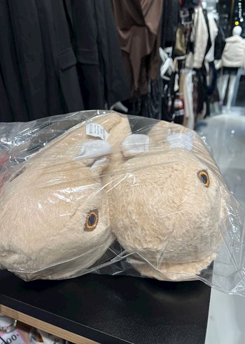 Kızlar için Kürklü Bej Sıcak Ev Terliği - Görsel 3