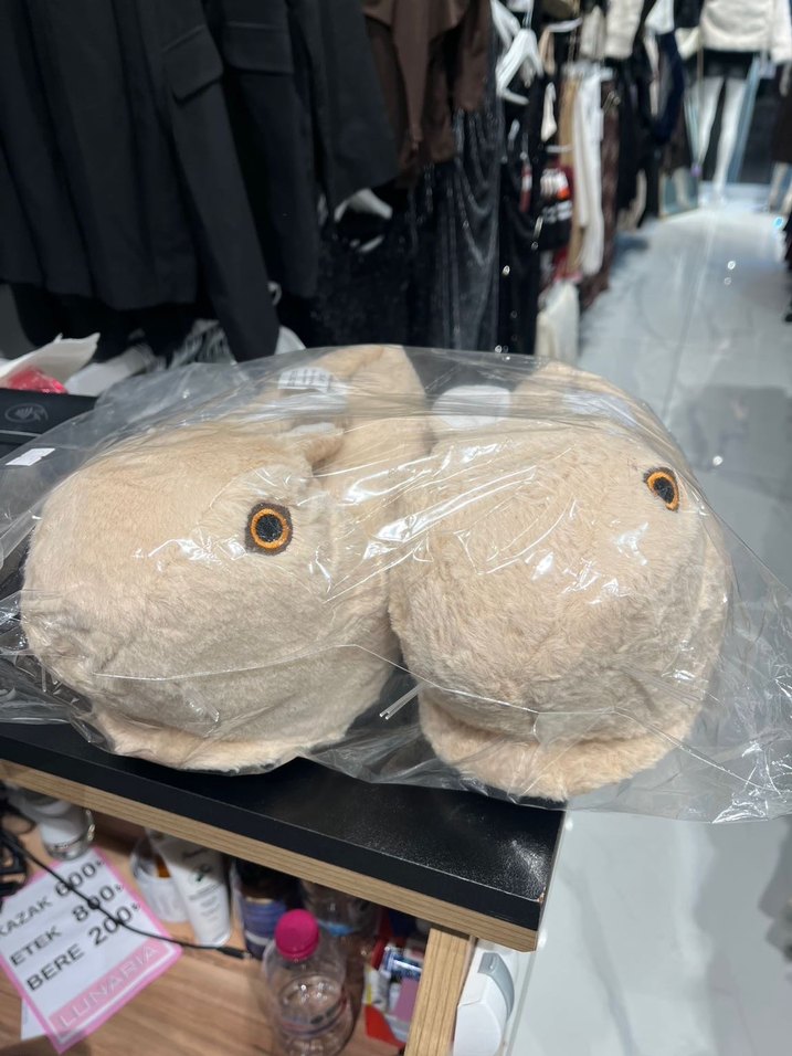 Kızlar için Kürklü Bej Sıcak Ev Terliği - Görsel 2