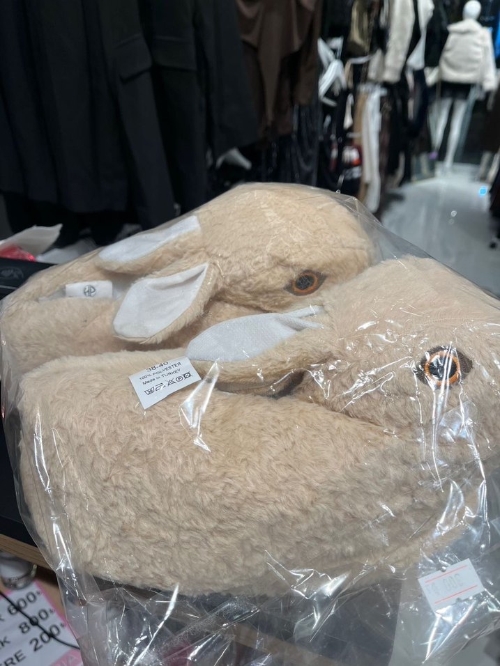 Kızlar için Kürklü Bej Sıcak Ev Terliği - Görsel 4