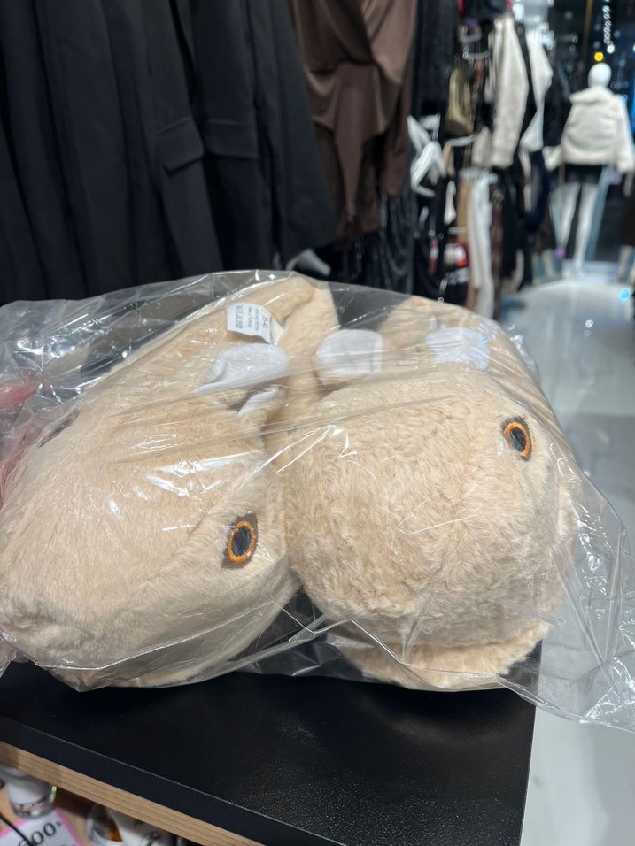 Kızlar için Kürklü Bej Sıcak Ev Terliği - Görsel 3