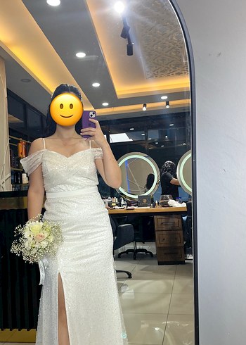 xl Beden Beyaz Drapeli Uzun Abiye Elbise