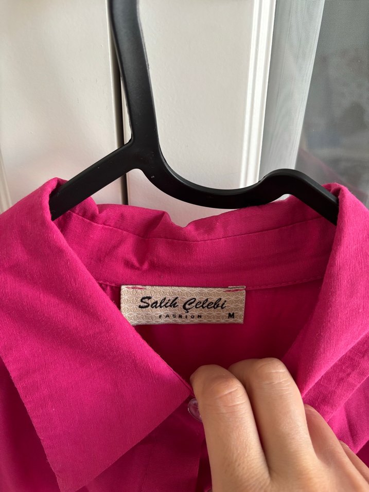 Pembe Uzun Kollu Keten Bohem Elbise - Görsel 4