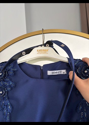 Drapeli Lacivert Uzun Abiye Elbise - Görsel 2