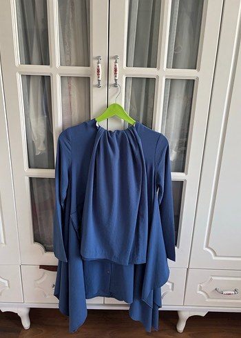 Kadın Mavi Piliseli Uzun Kollu Tunik - Görsel 2