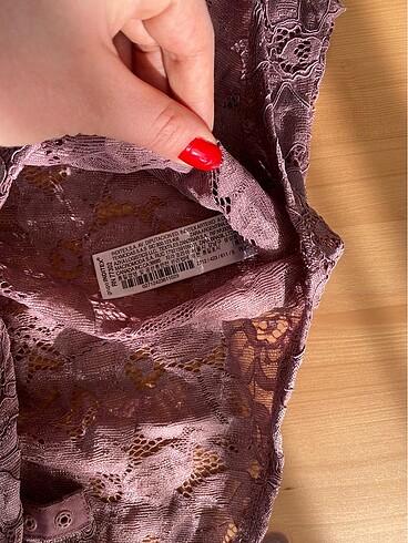 s Beden mor Renk Zara Dantel Bodysuit
