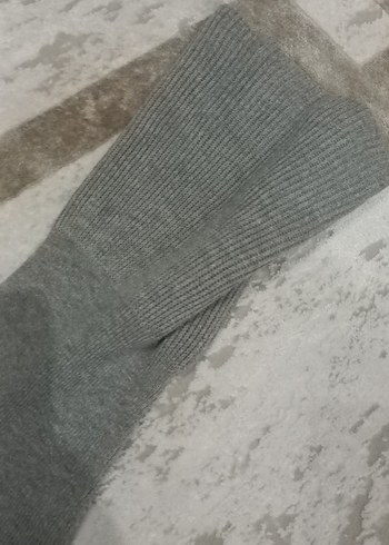 Gri Uzun Kollu Yumuşak Dokulu Kadın Elbise - Görsel 3