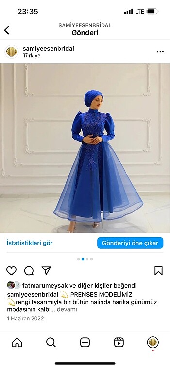 38 Beden mavi Renk Prenses abiye