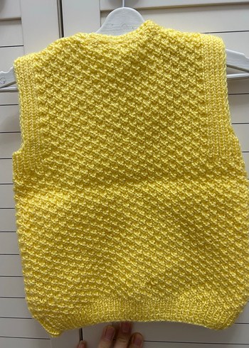 Kız Çocuk Sarı V Yaka Örme Süveter - Görsel 2